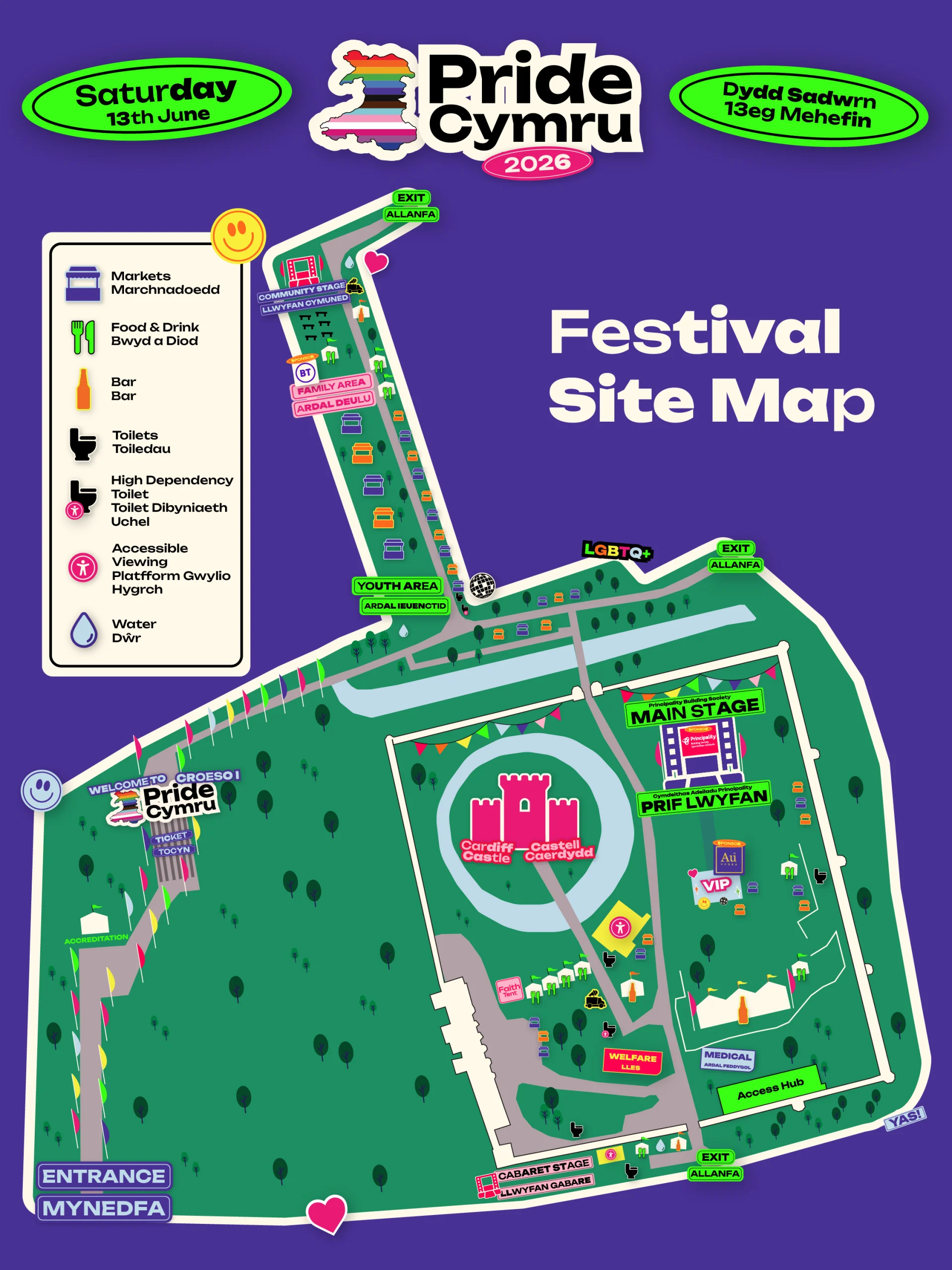 pride cymru 26 festival site map v2 2026 Site Map